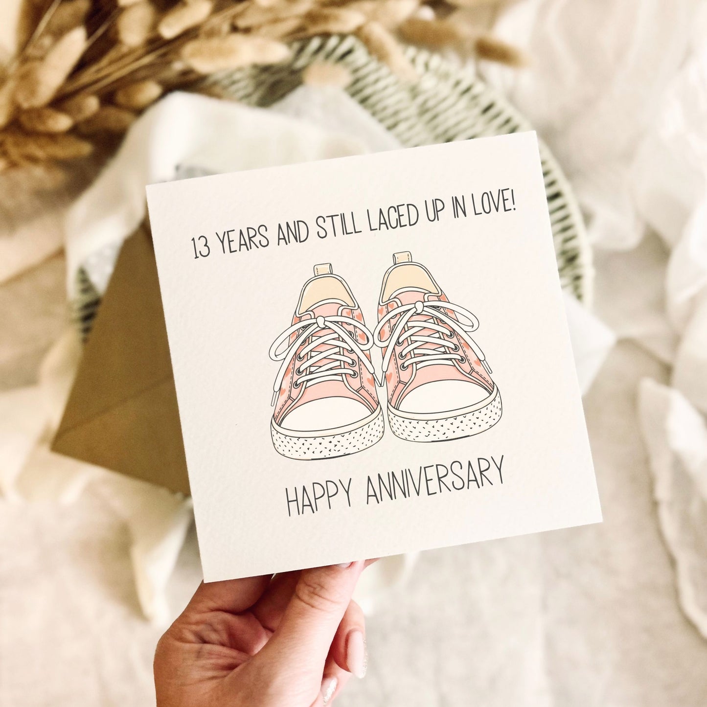 13th Anniversary Card for Partner - Lace Anniversary Milestone Greeting Card - Personalised