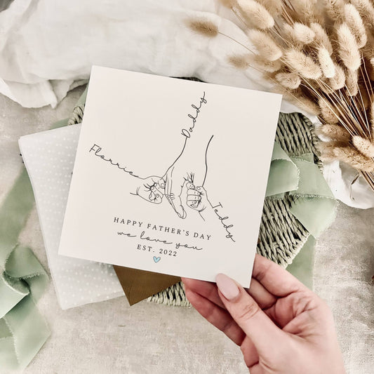 Father's Day Card - Personalised Hand & Name Print Keepsake | Little Paper Bird Ltd