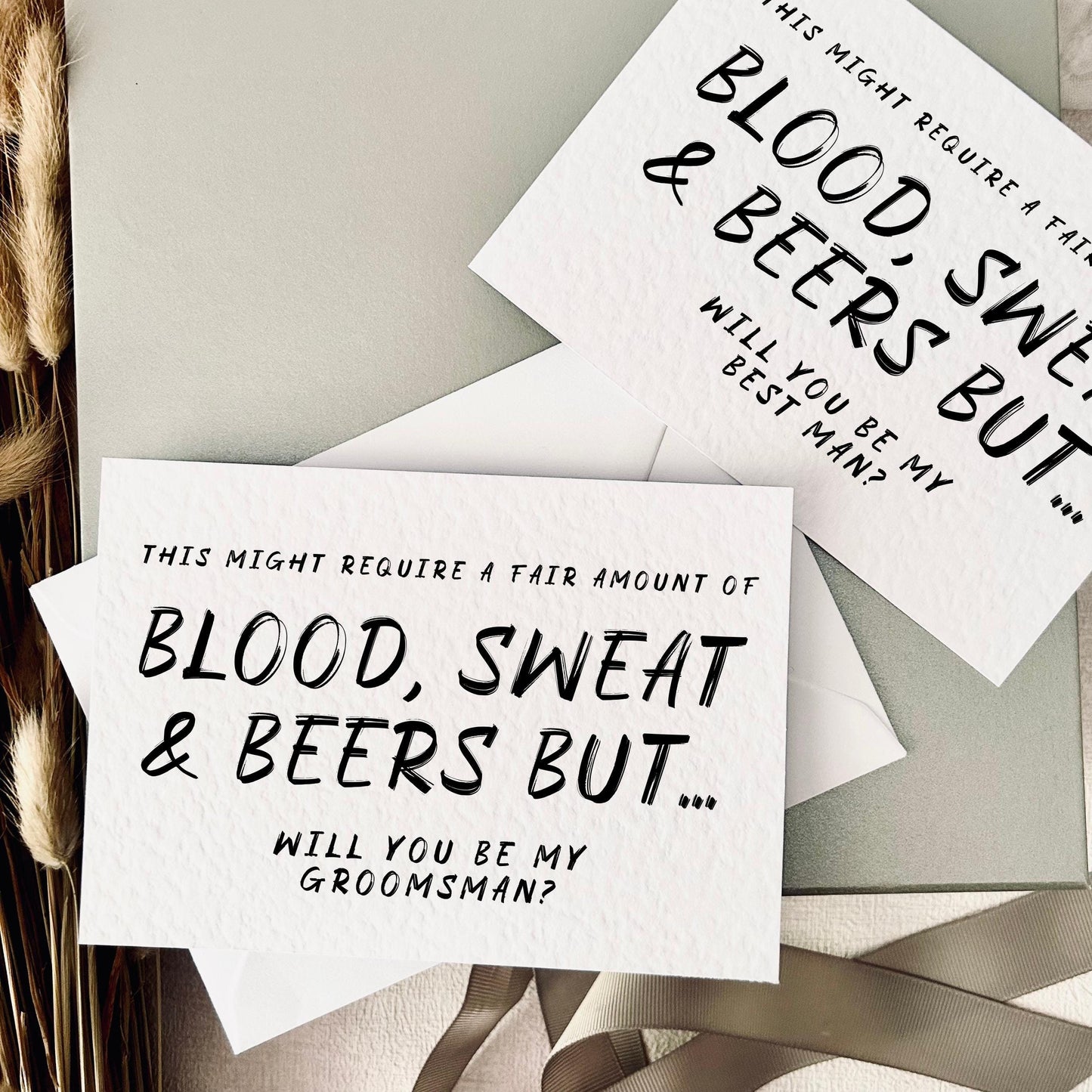 Best Man, Groomsman or Usher Proposal Card - Personalised Wedding Party Gift with Custom Role Options | Blood Sweat & Beers