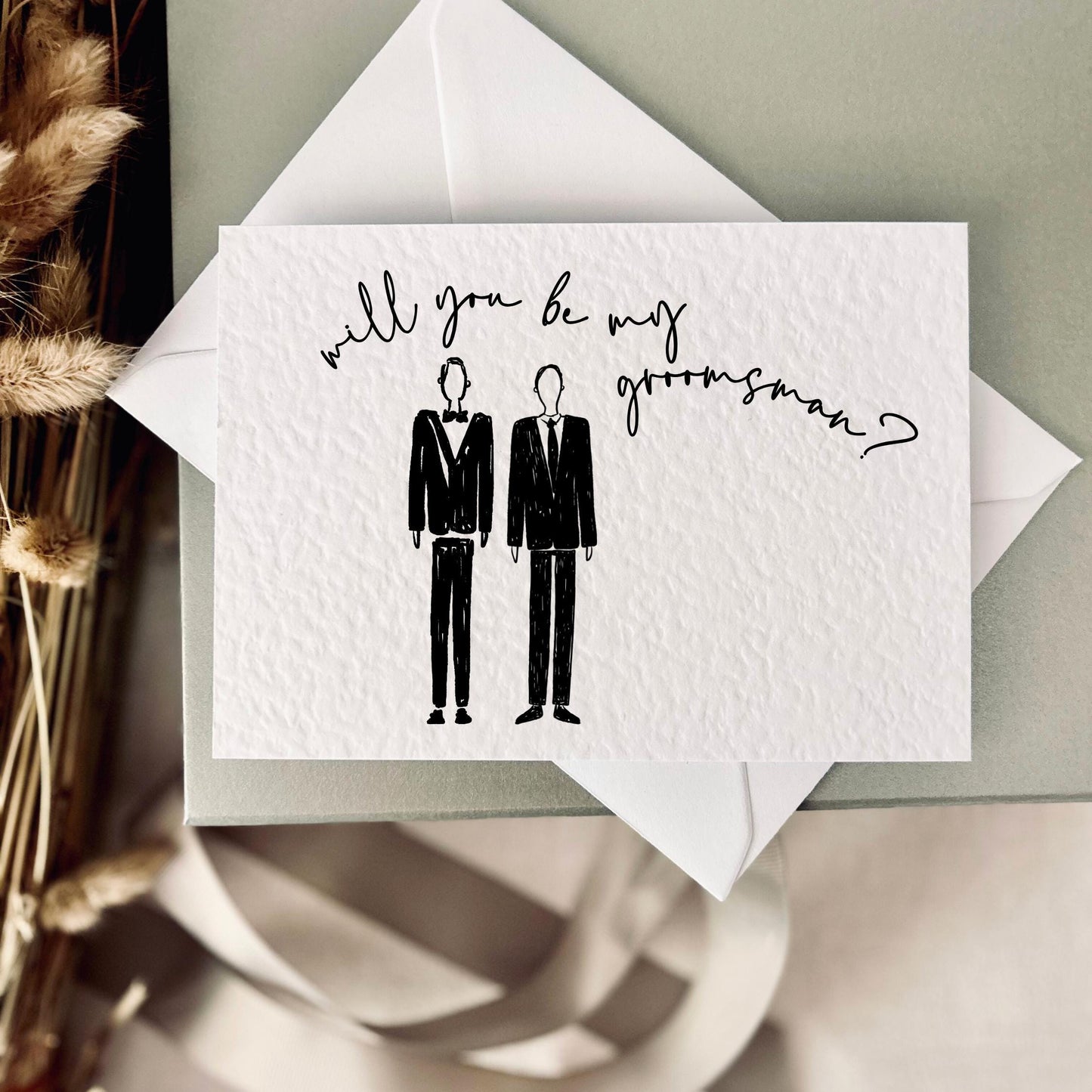 Groomsman Proposal Card - Line Drawn Grooms Party Invite Keepsake Gift - Personalised Options