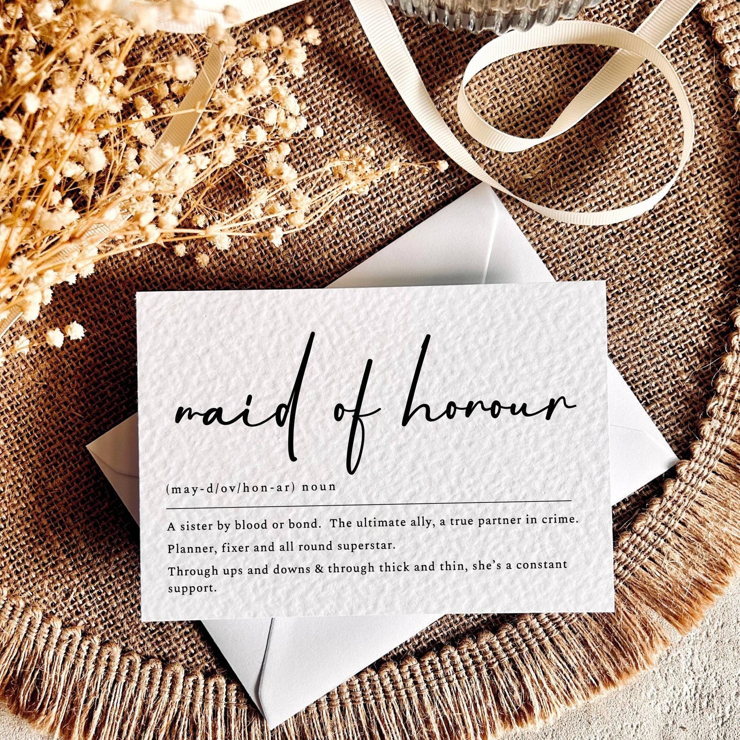 Maid Of Honour Definition #2 | Bridal Party Proposal | A6 Postcard