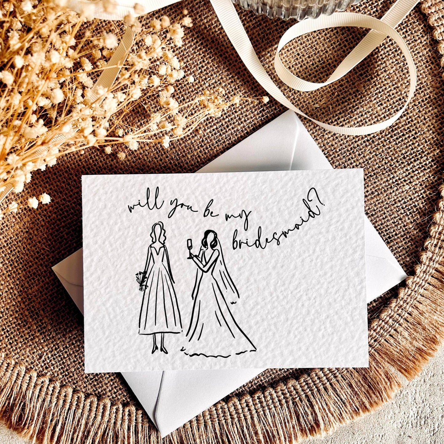Bridesmaid Line Print | Bridal Party Proposal | A6 Postcard