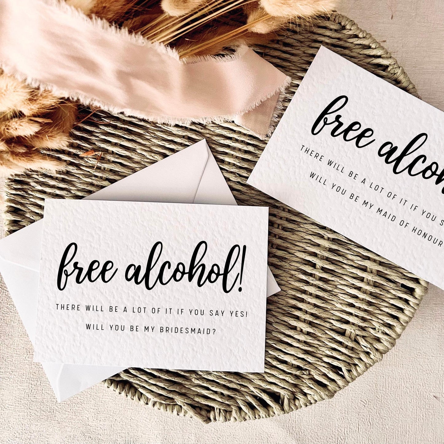 Free Alcohol | Bridal Party Proposal | A6 Postcard