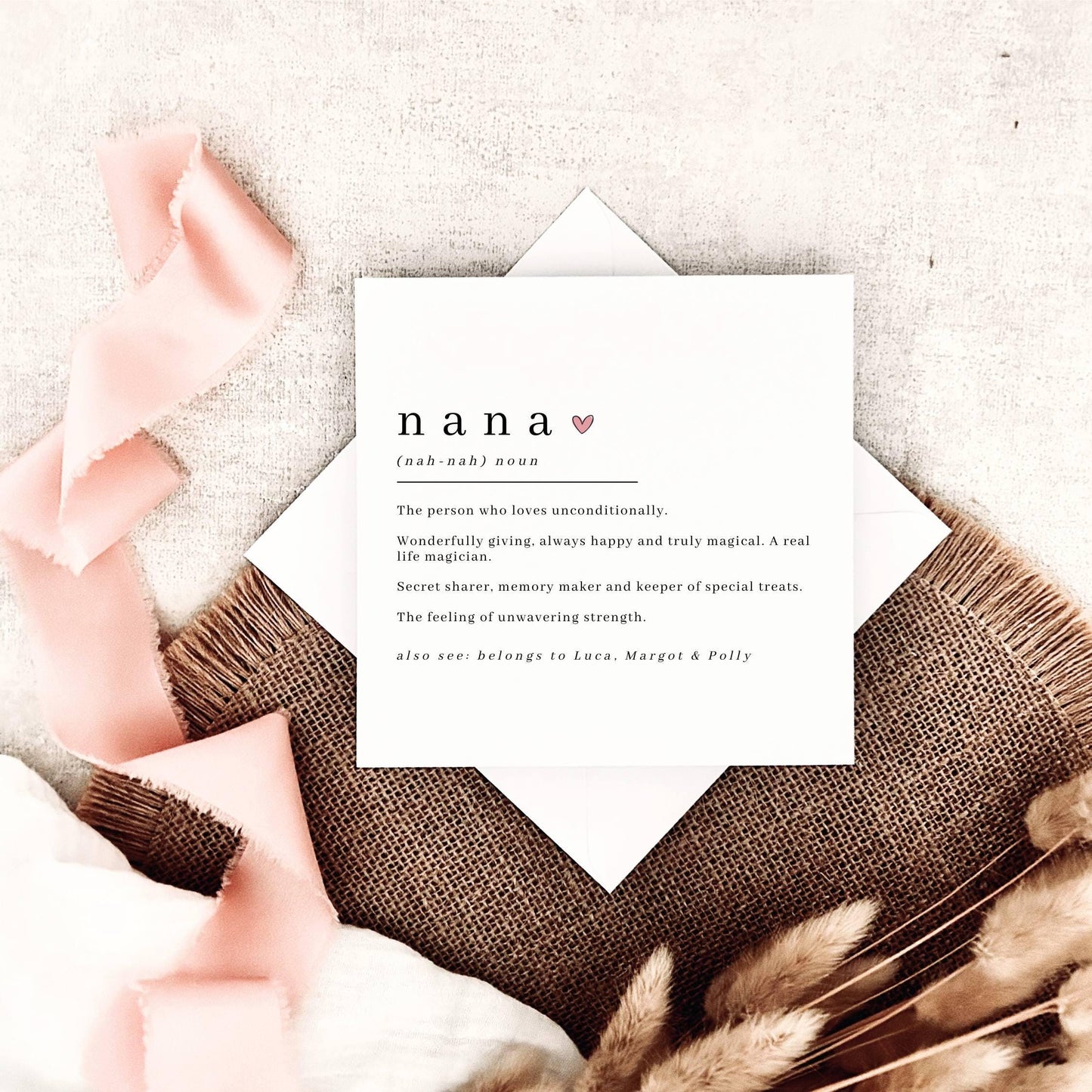 Mother's Day Card For Nanny | Personalised Definition Print