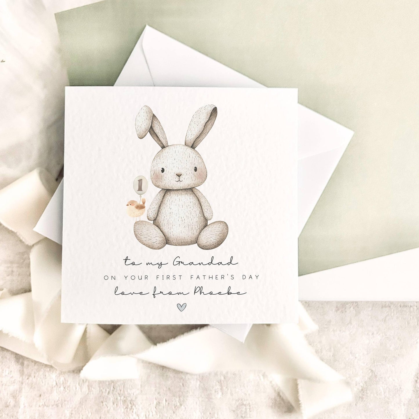 First Father's Day Card for Grandad | Bunny Print