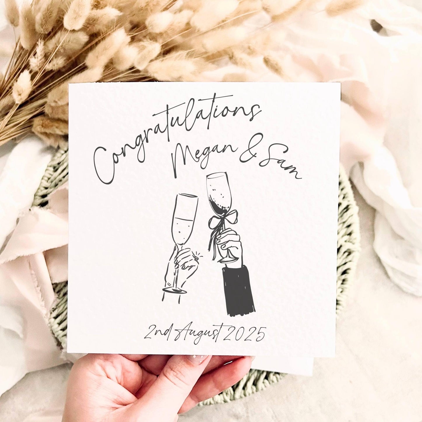 Personalised Greeting Card for Couple - Wedding, Engagement, Anniversary Celebration Gift - Custom Name & Date
