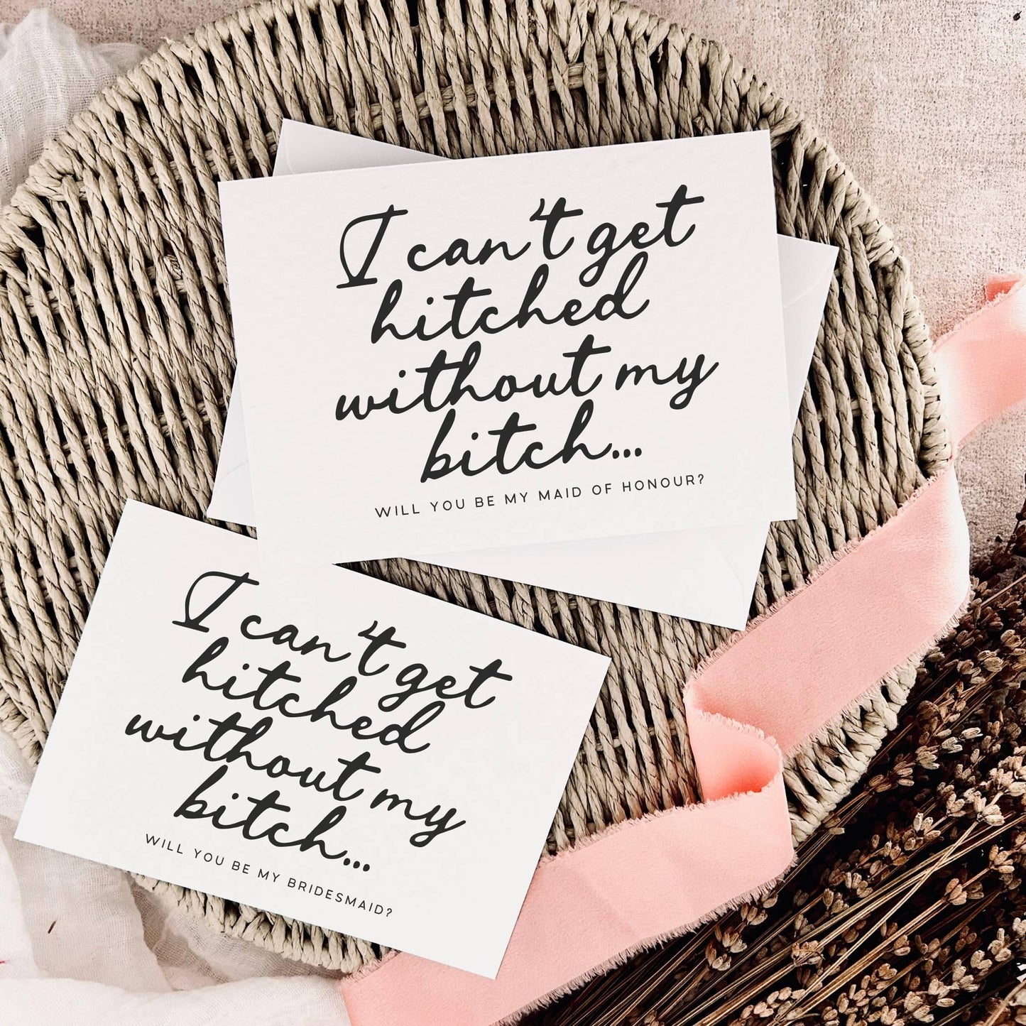 Bridal Party Wedding Favour - Bridesmaid Proposal Card, Maid of Honour Gift - Hitched B*tch Script