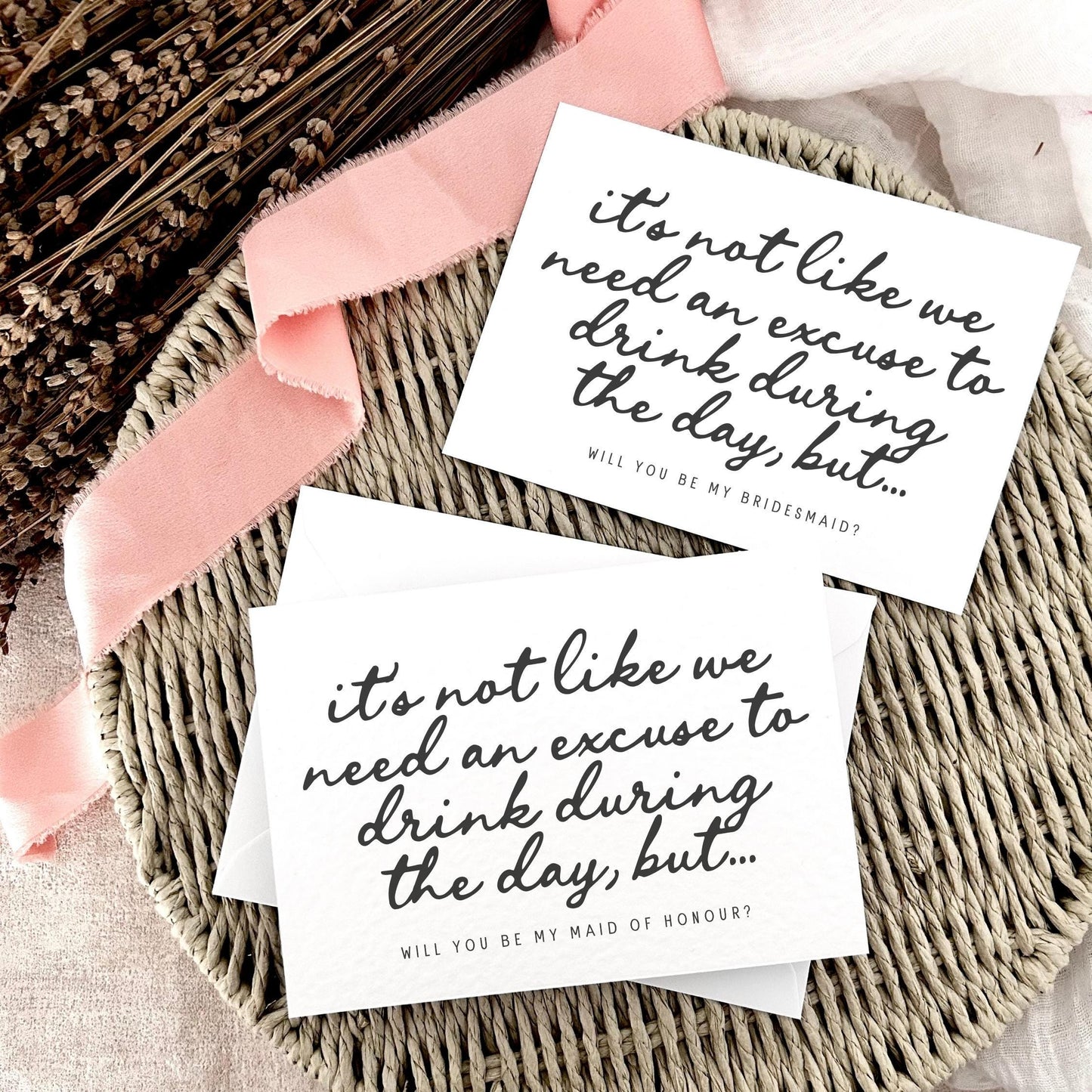 Proposal Card for Bridesmaid, Maid of Honour or Custom Bridal Party Role - Personalised Options | Day Drinking