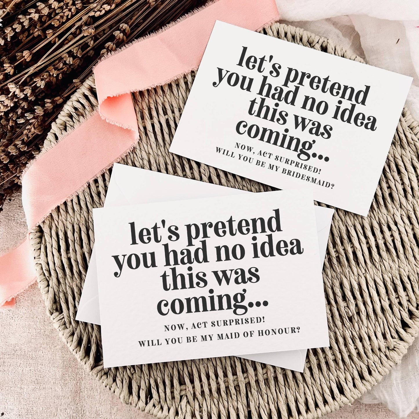 Bridesmaid Proposal Card - Personalised Maid of Honour Favour - Bridal Party Gift Box Keepsake | Let's Pretend, Act Surprised