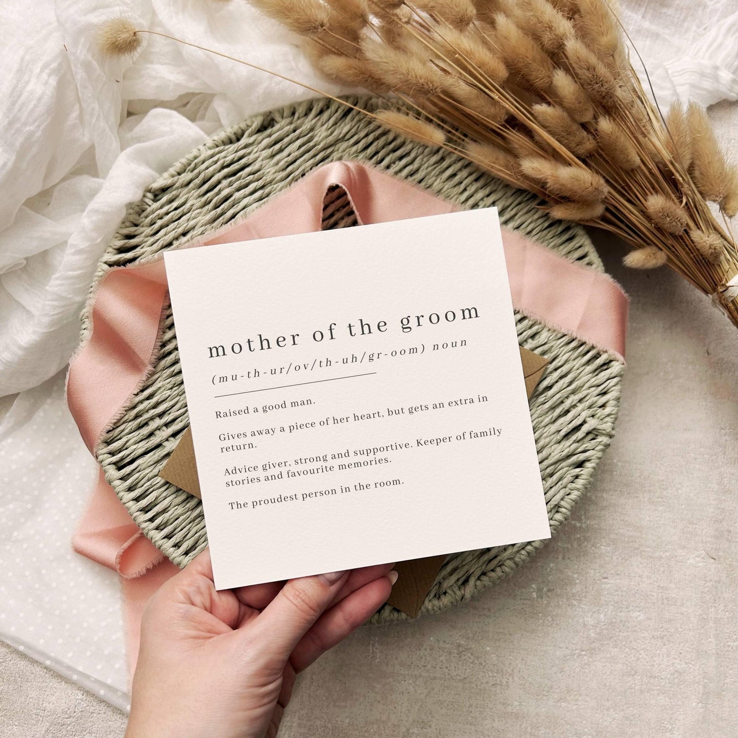Mother of the Groom Greeting Card | Wedding Card for Mum, Personalised Keepsake Favour for Her, Wedding Letterbox Gift for Mother in Law