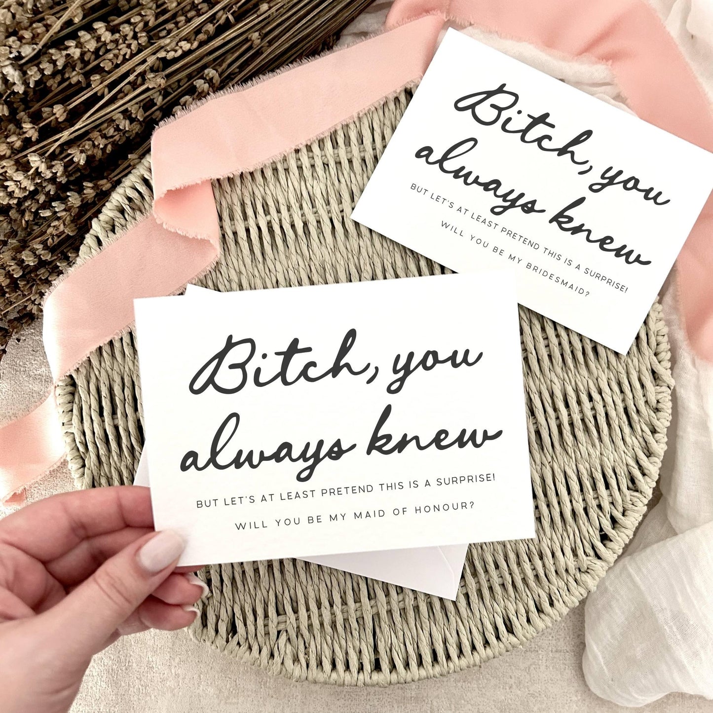 Bridal Party Wedding Invite - Bridesmaid Proposal Card, Maid of Honour Gift - Personalised & Custom Options | B*tch