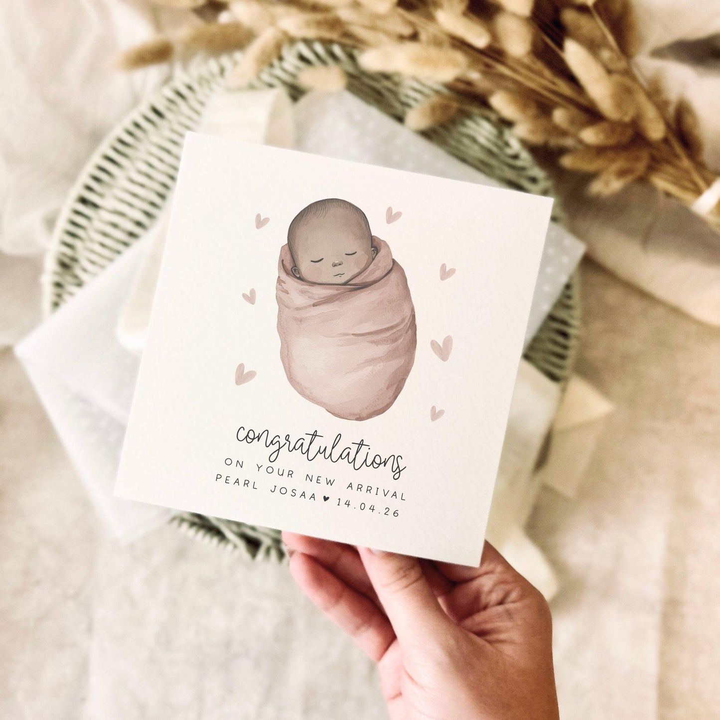 Personalised New Baby Greeting Card - Special Newborn Keepsake for Little Girl