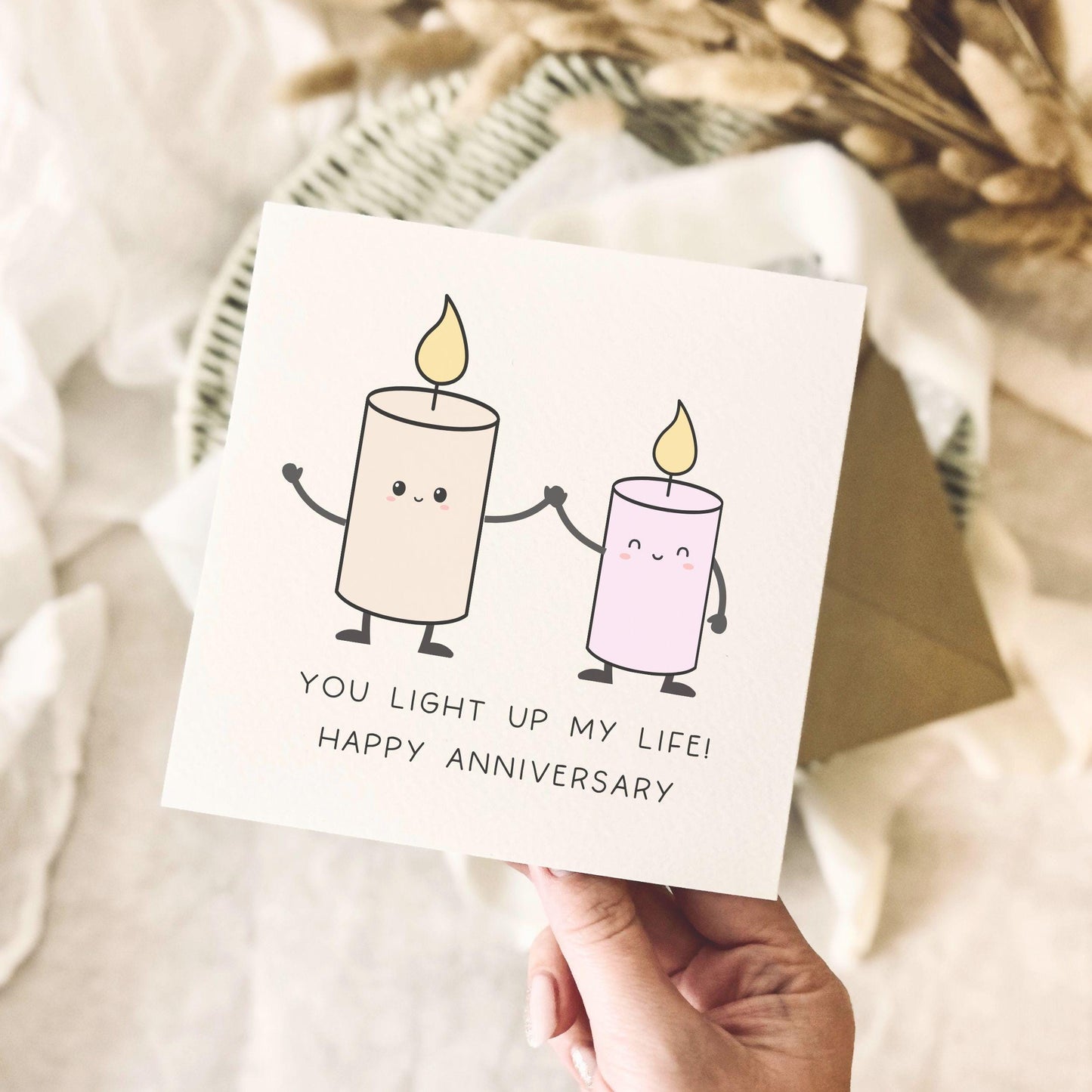 Anniversary Card for Partner - You Light Up My Life Greeting Card - Personalisation & Custom Options