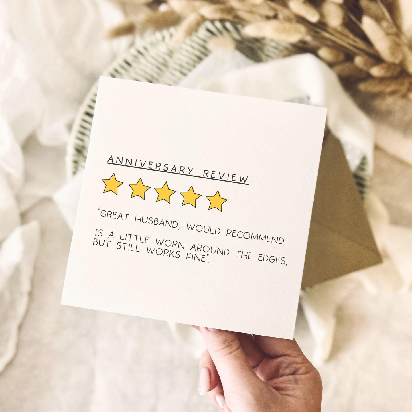 Anniversary Card - Personalised Funny Relationship Review for Husband/Boyfriend/Finance Keepsake - Custom Options