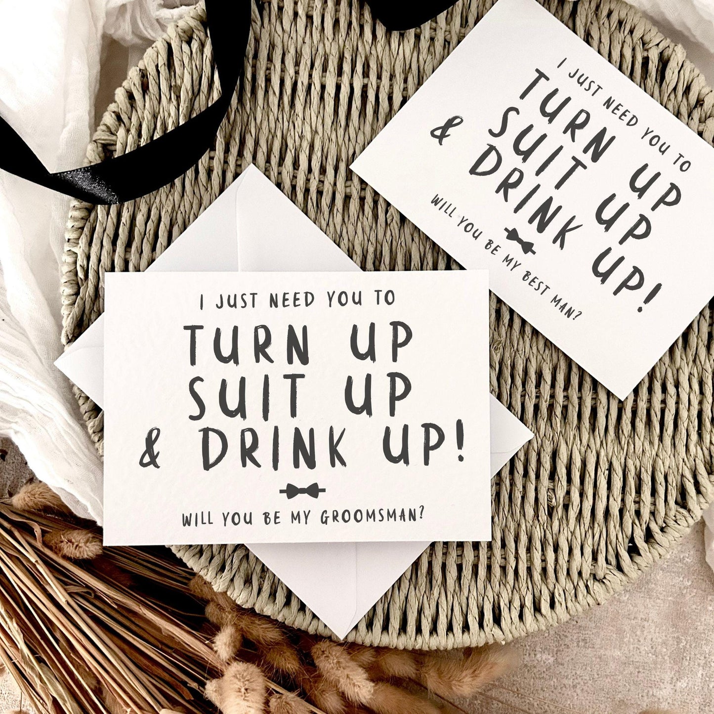 Proposal Card for Groomsman, Best Man or Custom Grooms Party Role - Personalised Options | Suit Up & Drink