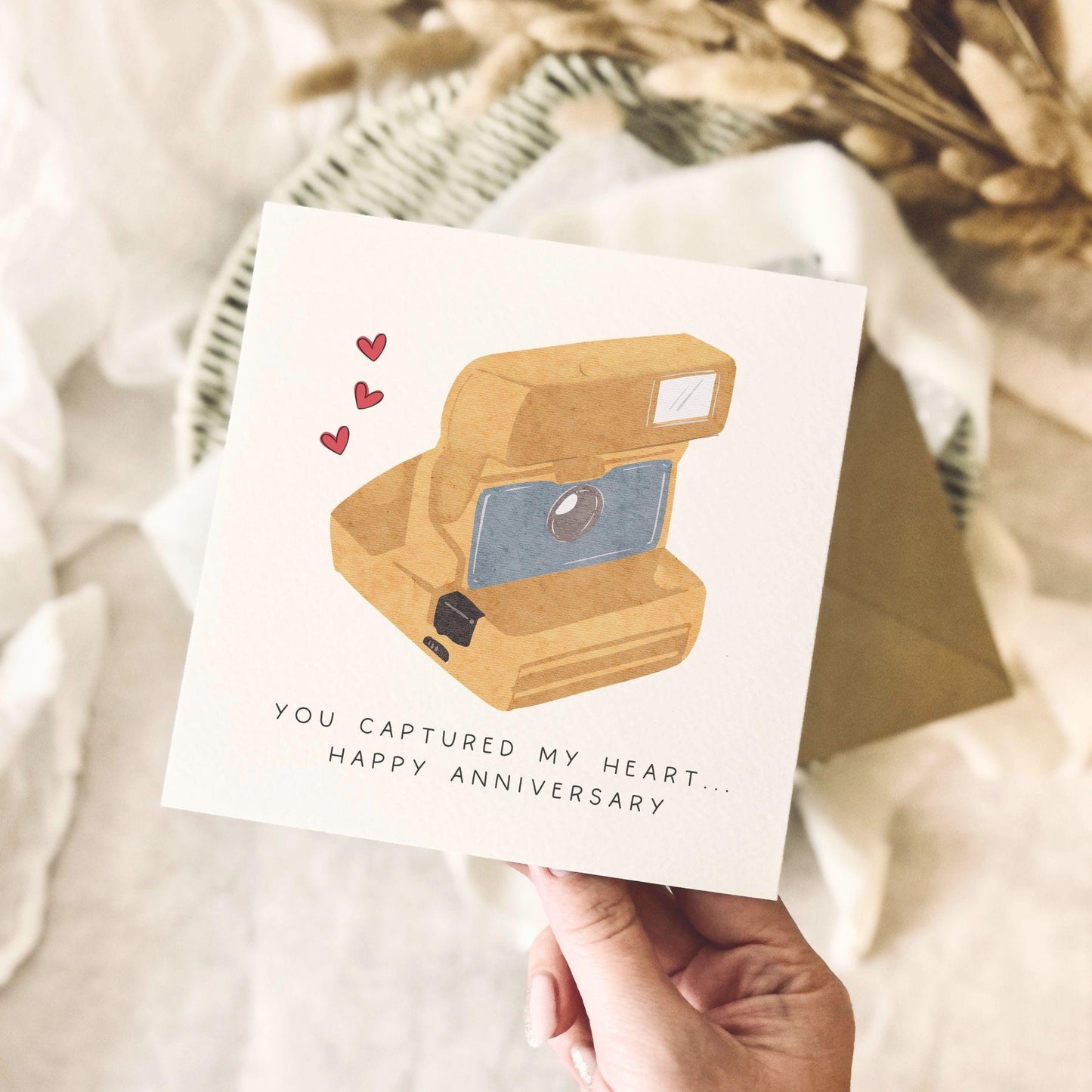Anniversary Card for Couple - Captured Heart Pun Greeting Card - Personalisation & Custom Options