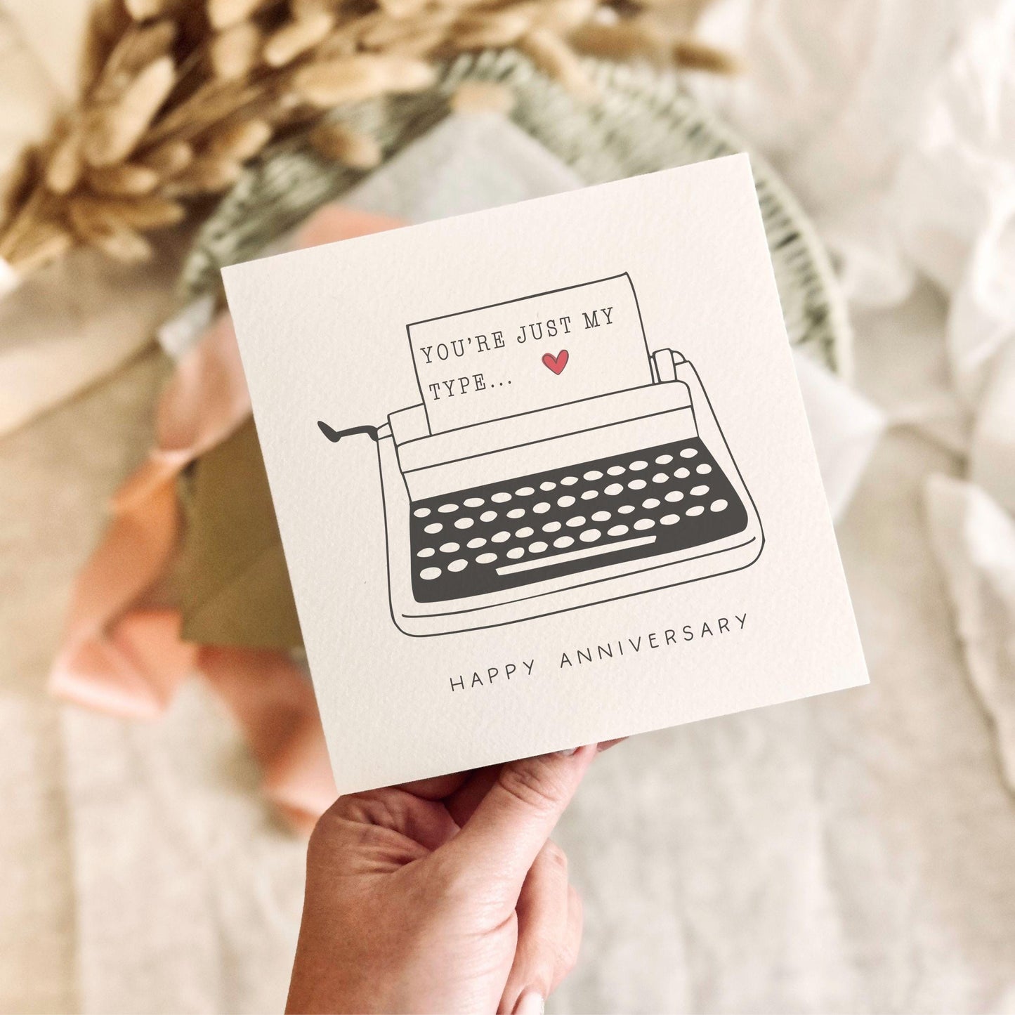 Anniversary Card for Couple - Just my Type Typewriter Pun Greeting Card - Personalisation & Custom Options