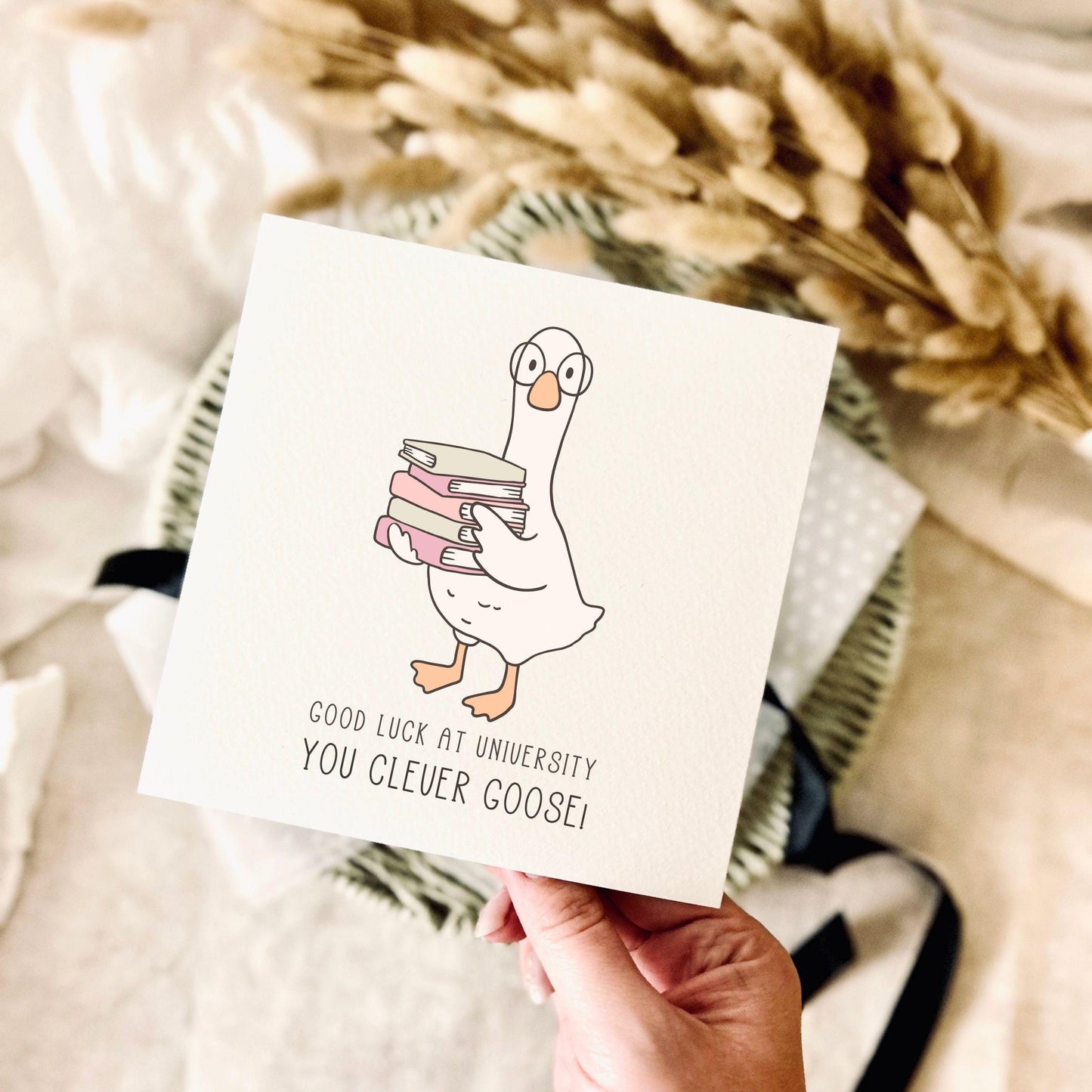 Good Luck at University Greeting Card - Congratulations Clever Goose Uni Placement - Custom & Personalised Options