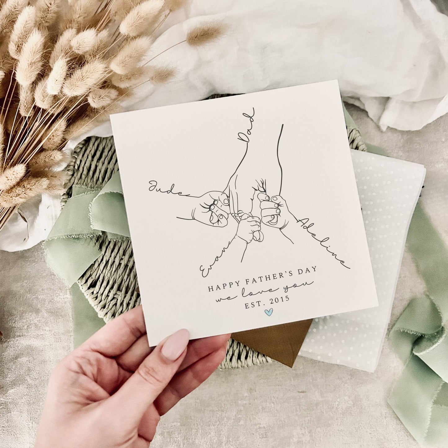 Father's Day Card - Personalised Hand & Name Print Keepsake | Little Paper Bird Ltd