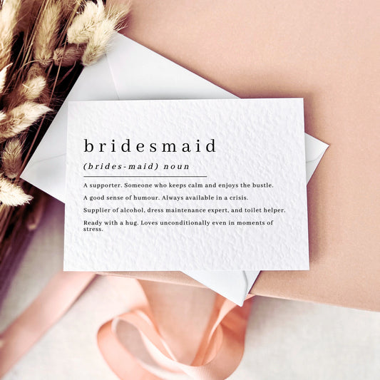 Bridesmaid Definition | Bridal Party Proposal | A6 Postcard