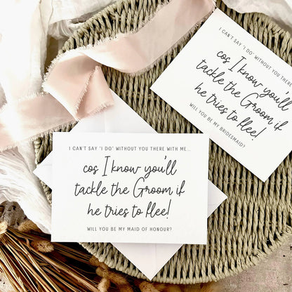 Bridal Party Proposal Postcard - Tackle The Groom - Bridesmaid/Maid of Honour Or Any Wedding Role