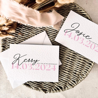 Bridal Party Proposal Postcard - Personalised Name & Date - Bridesmaid/Maid of Honour Or Any Wedding Role