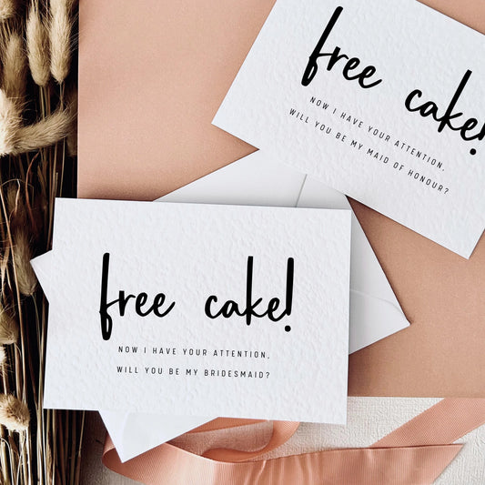 Free Cake | Bridal Party Proposal | A6 Postcard