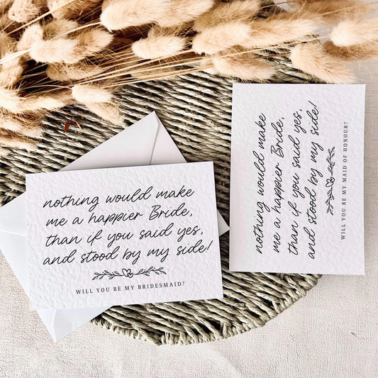 Bridal Party Proposal Postcard - Happier Bride - Bridesmaid/Maid of Honour Or Any Wedding Role