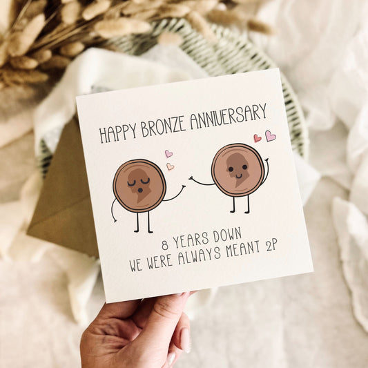 Bronze Anniversary Card - Happy 8 Year Anniversary for Husband - Wedding Card