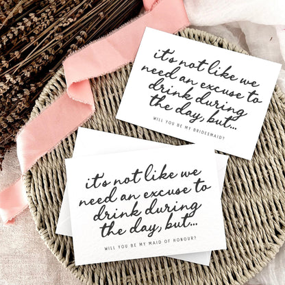 Bridal Party Proposal Postcard - Day Drink - Bridesmaid/Maid of Honour Or Any Wedding Role