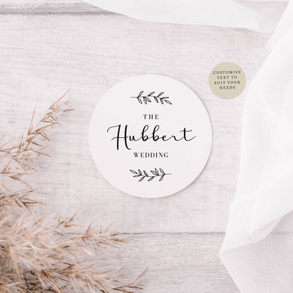 Botanical Print Wedding Favour Stickers | Various Sizes | Personalised Round Labels Favours for Event, Circle Stickers for Engagement Party