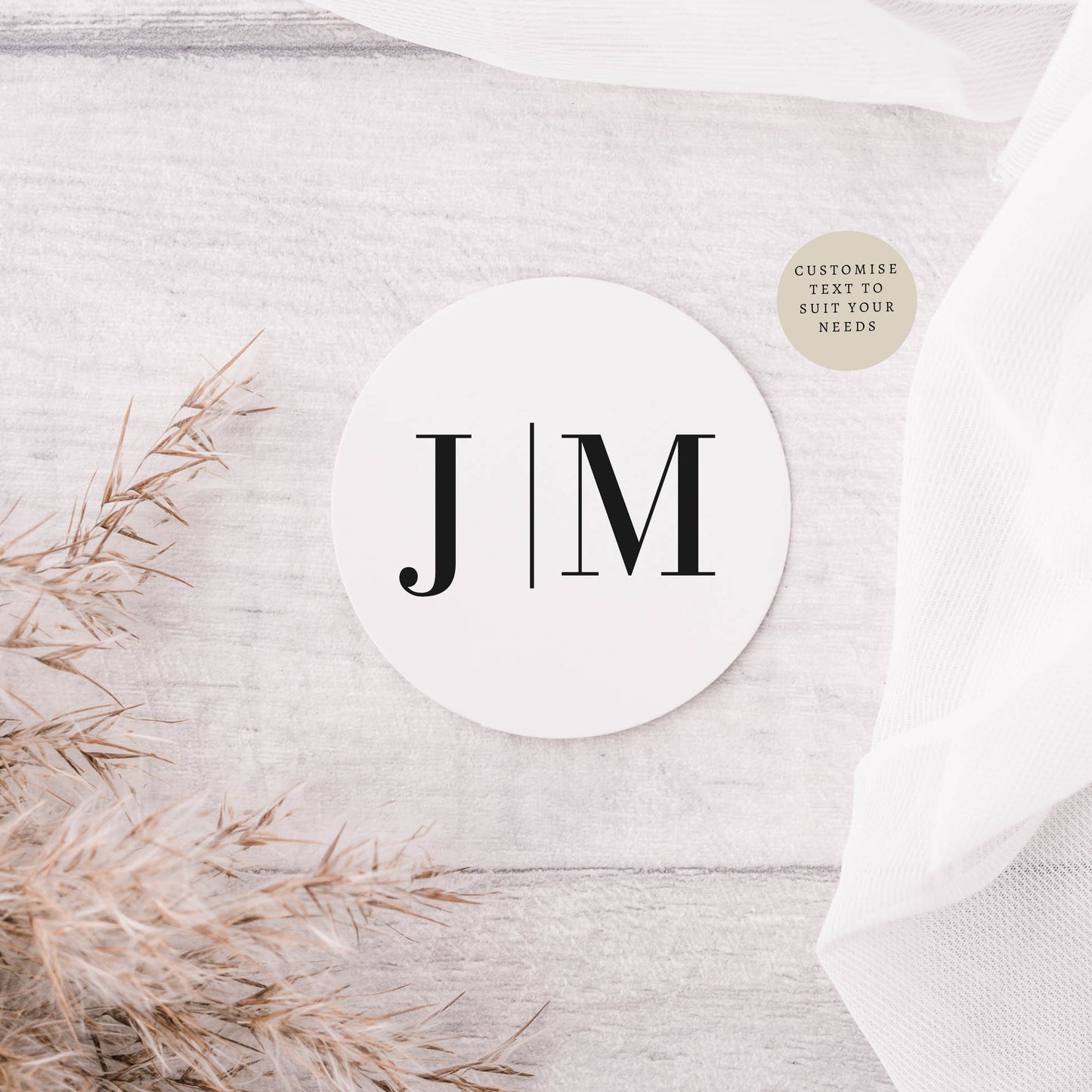 Initials Monogram Wedding Sticker Sheet | Various Sizes | Personalised Round Labels Favours for Event, Circle Stickers for Engagement Party