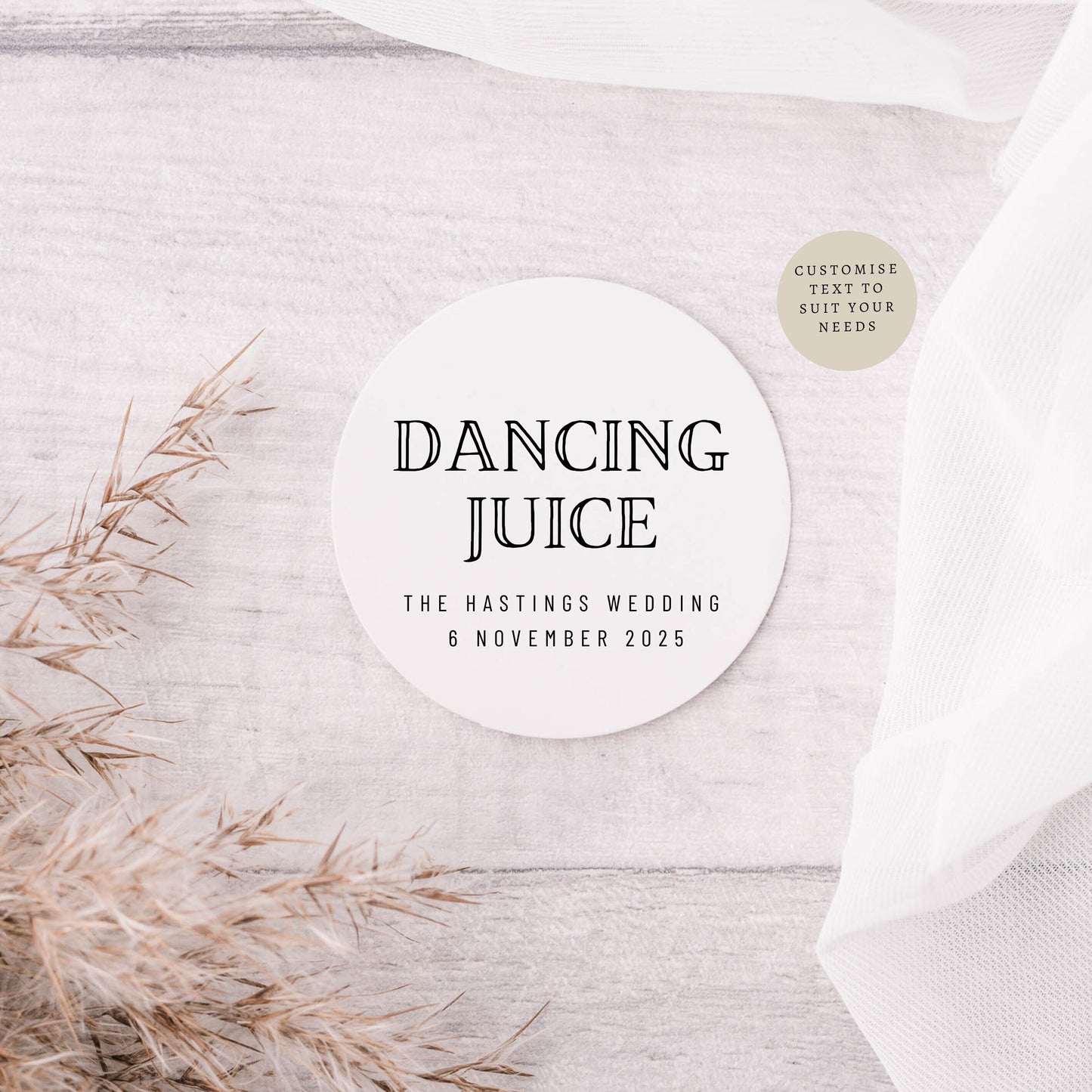 Dancing Juice Wedding Favour Sticker Sheets | 3 sizes | Personalised round sticker for favour bottles, Engagement Party labels for drink