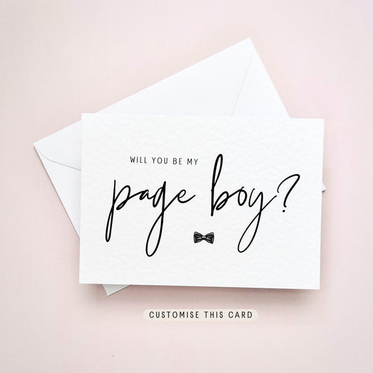 Will you be my Page Boy Proposal Postcard, Bridal Party Keepsake Gift, Personalised Letterbox card for him, Wedding Day Thank you gift box