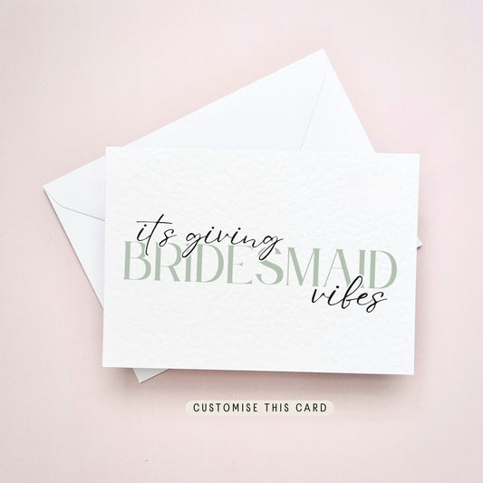 Bridesmaid Vibes | Will you be my Bridesmaid Proposal Postcard, Bridal Party Personalised Gift, Keepsake Letterbox gift for Friend