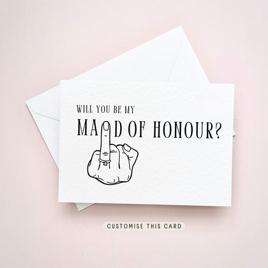 Maid of Honour Proposal Gift | Wedding Ring Finger Postcard, Fun Will You Be My Maid of Honour Card, Personalised Letterbox Gift for her