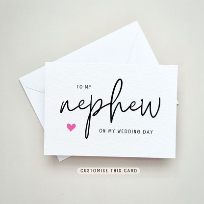 To My Nephew | Wedding Day Postcard for him, Thank You Keepsake gift from the Bride and Groom, Wedding present for boys, page boy favour