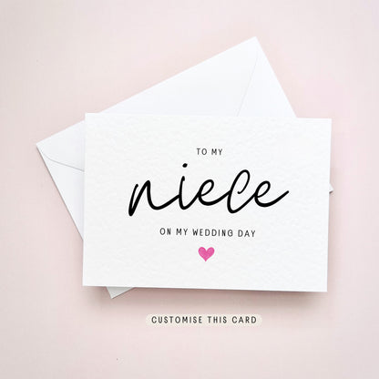 To My Niece | Wedding Day Thank You Postcard, Keepsake Wedding Card for her, Personalised letterbox card from Bride, Wedding Gift for girls