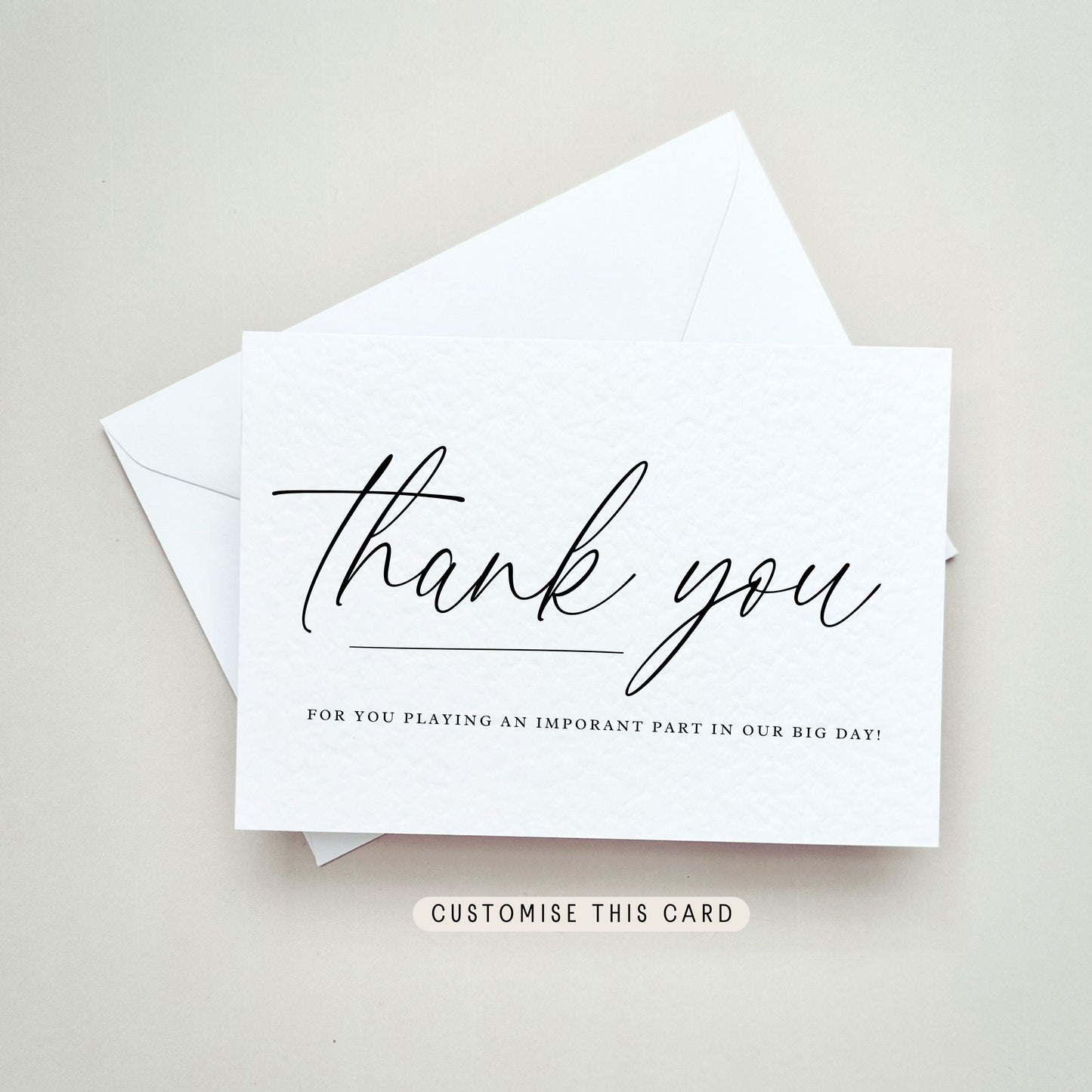 Thank you Wedding Day Postcard | Personalised Card for wedding venue, gift for florist, wedding make up artist, photographer gift from bride