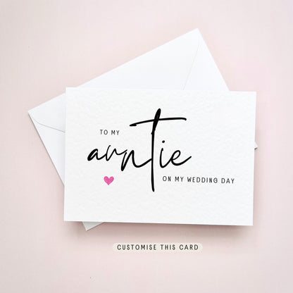 To My Auntie | Wedding Day Thank You Postcard, Keepsake Wedding Card for her, Personalised letterbox card from Bride, Wedding Gift for Aunt