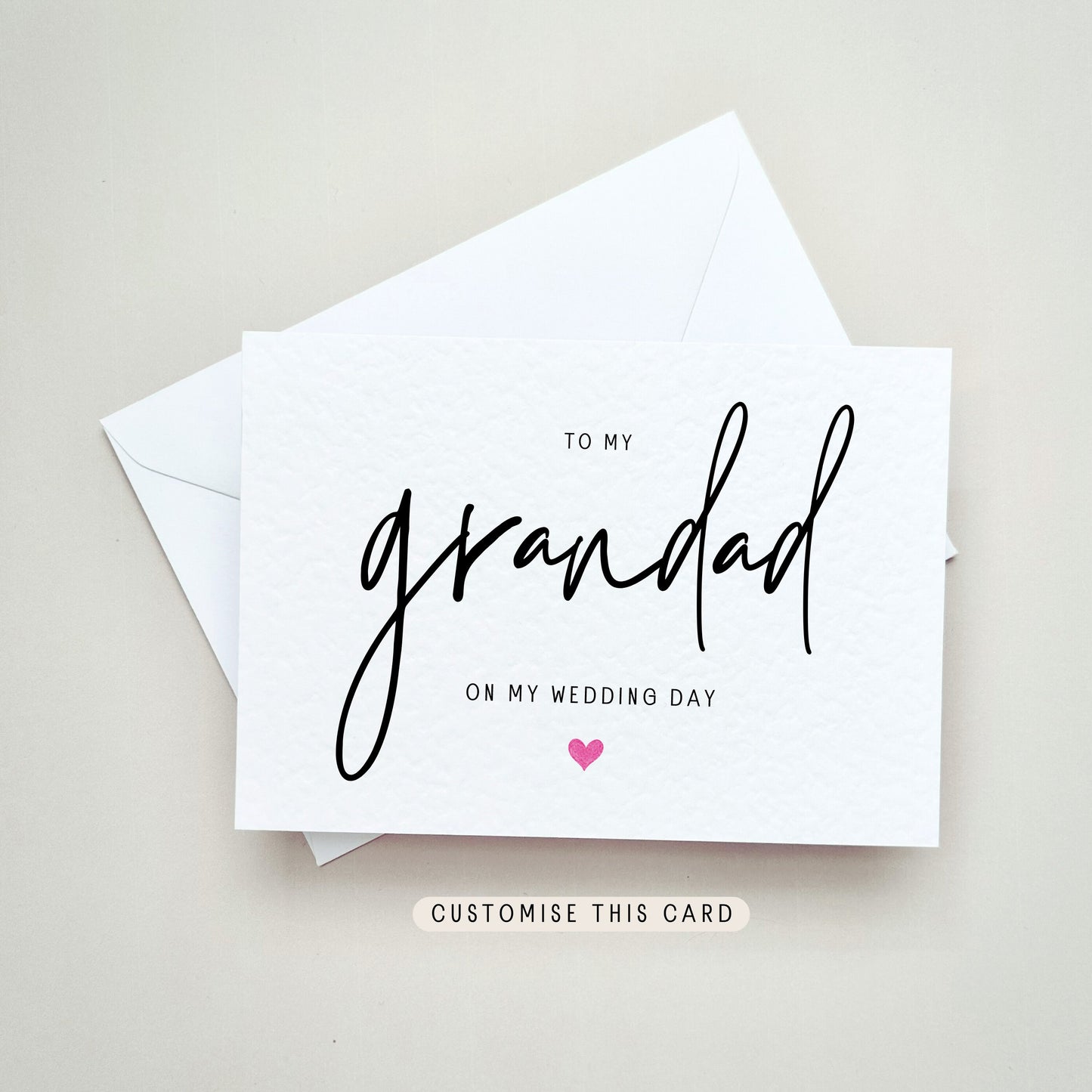 To My Grandad | Wedding Day Thank You Postcard, Keepsake Gift for Grandfather, Card for Gift Box for him, Wedding Favour for Grandpa