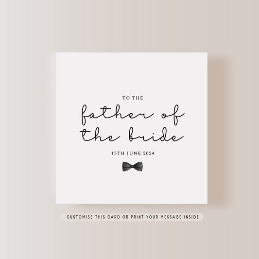 Father of the Bride Greeting Card | Wedding Day Card for Dad, Father in Law thank you card, Keepsake gift from Bride & Groom, Gift for Him