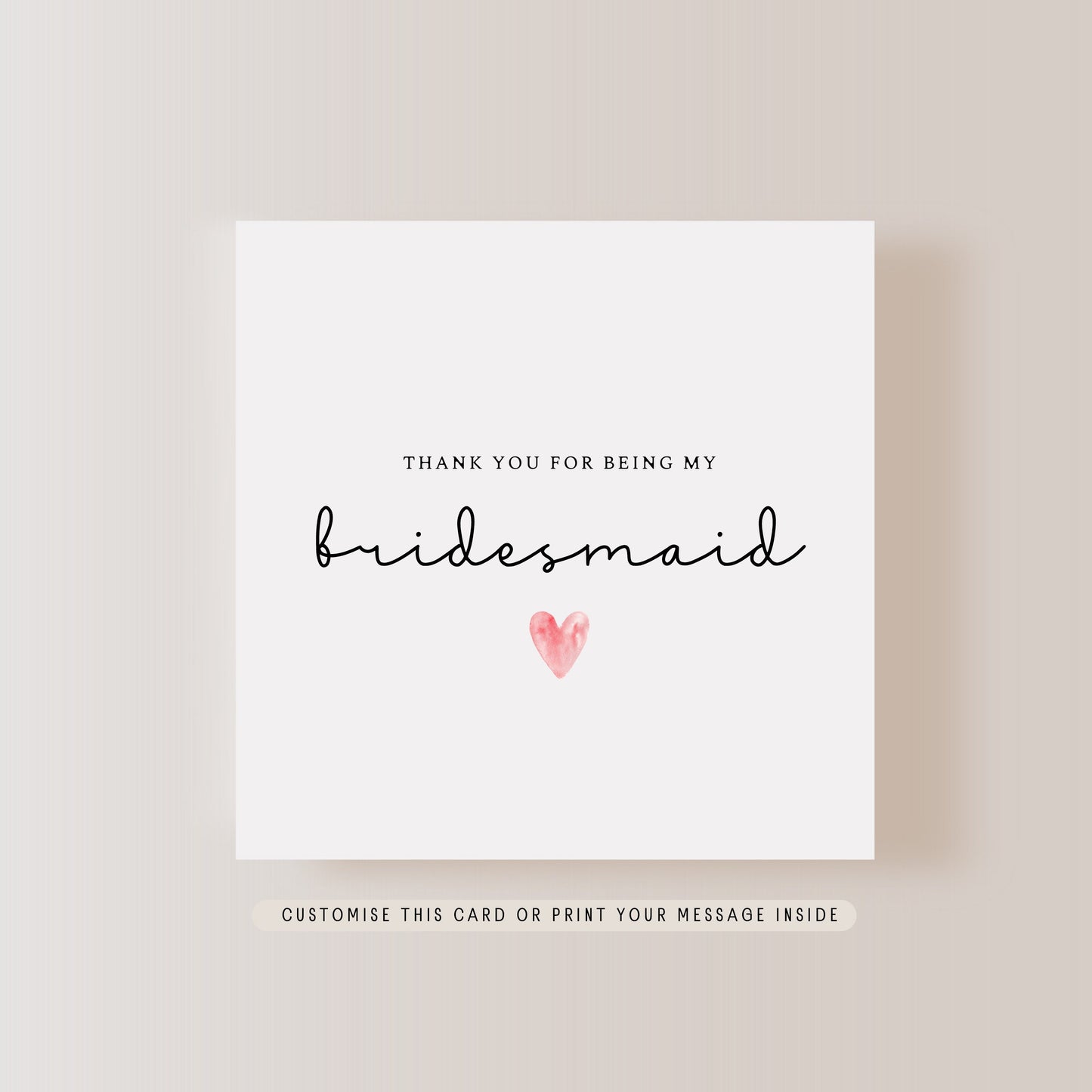 Thank you to Bridesmaid Greeting Card | Wedding Party Personalised Card, Bridal Party Keepsake Favour, Letterbox Gift for her from Bride