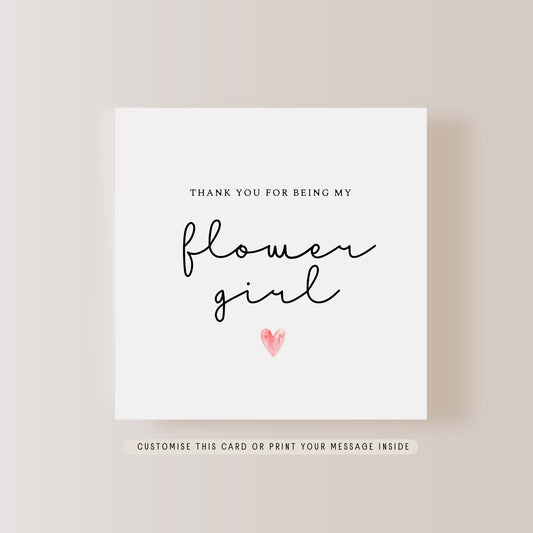 Thank you to Flower Girl Greeting Card | Wedding Party Personalised Card, Bridal Party Keepsake Favour, Letterbox Gift for her from Bride