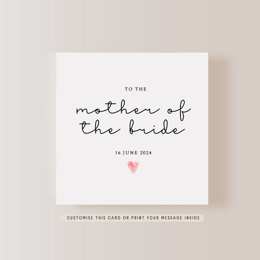 Mother of the Bride Greeting Card | Wedding Party Personalised Card, Thank You Keepsake Favour for Mum, Letterbox Gift for her from Bride