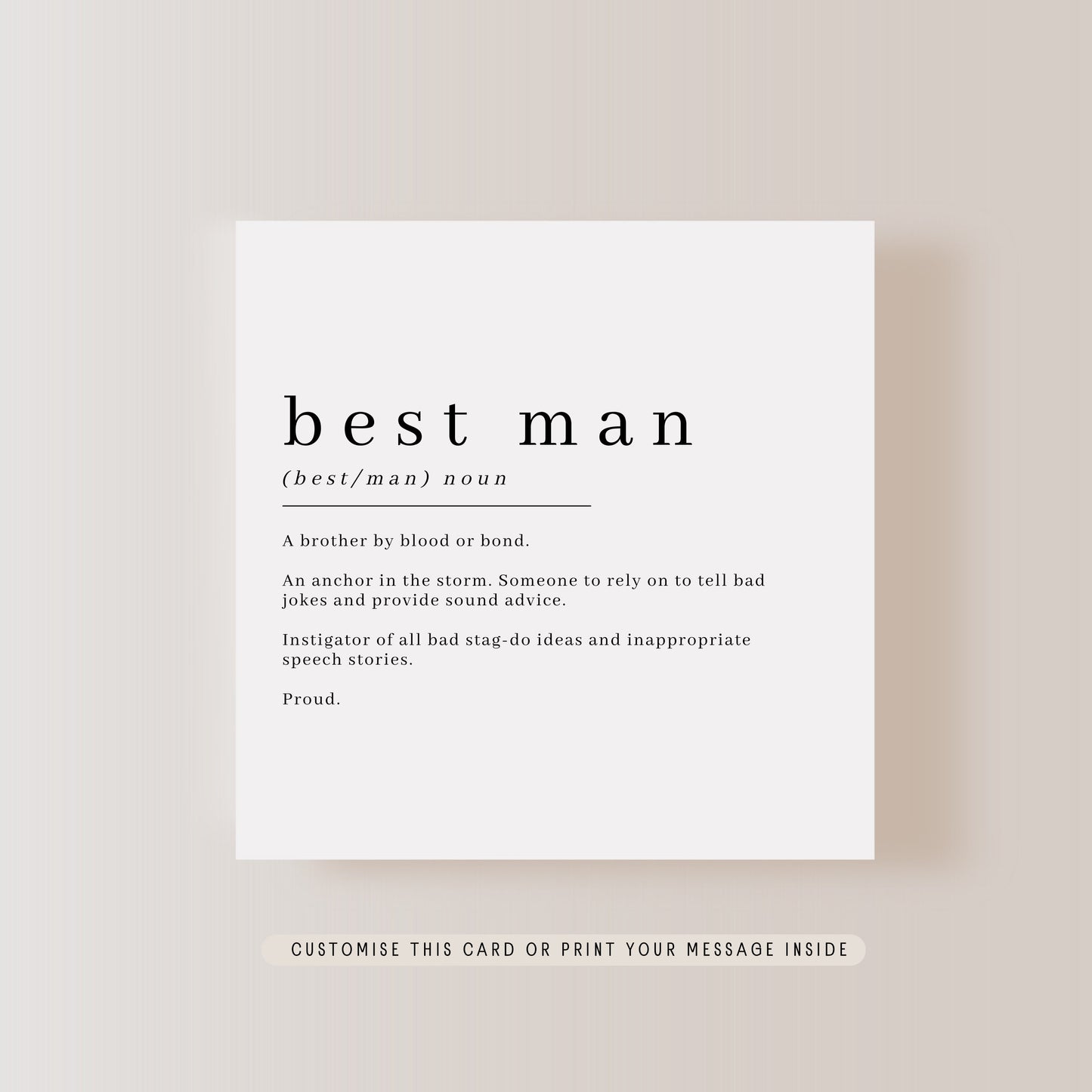 Best Man Definition Greeting Card | Will You Be My Best Man Proposal or Thank You | Little Paper Bird Ltd