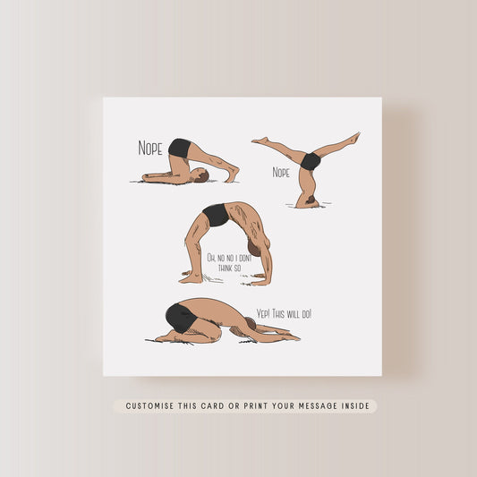 Yoga Poses Greeting Card | Birthday Card for Yoga Lover, Fitness Instructor Gift for men, Letterbox Gift for him, Funny Thank You Cards