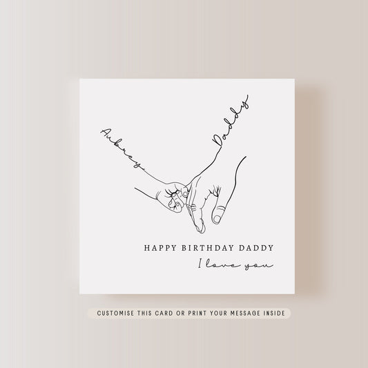 Personalised Greeting Card for Dad | Any Occasion Hand Print for Daddy, Card from Child, First Birthday as Father, Gift for Him from Baby