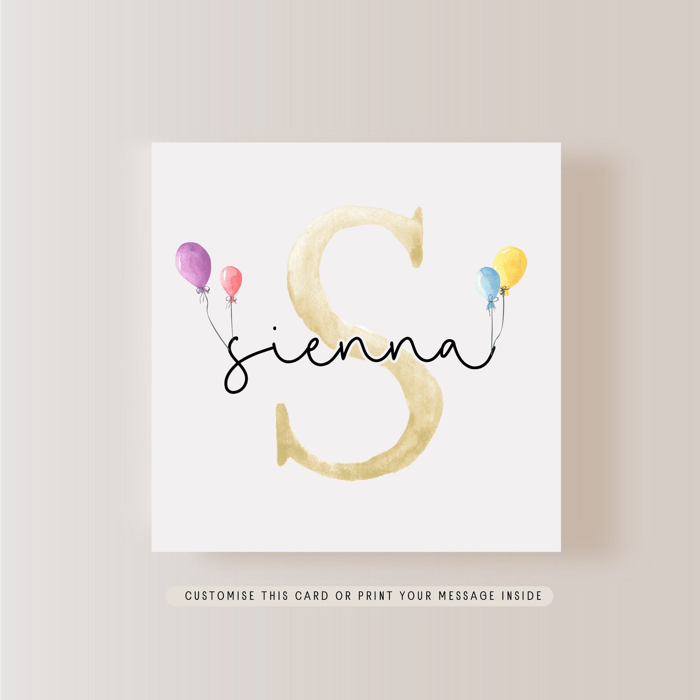 Personalised Yellow Letter Greeting Card | Birthday Card for Child, Christening Name Card for boy, Baptism Gift for Girl, Niece or Nephew