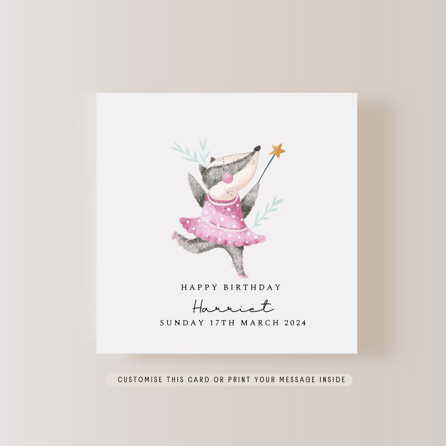 Ballerina Print Children's Greeting Card | Happy Birthday, Christening, New Baby | Little Paper Bird Ltd